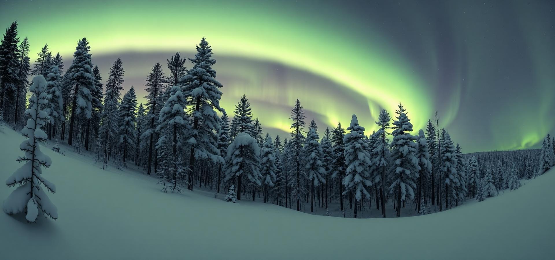 Северное сияние над лесом